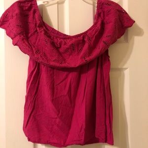 Off the shoulder pink top